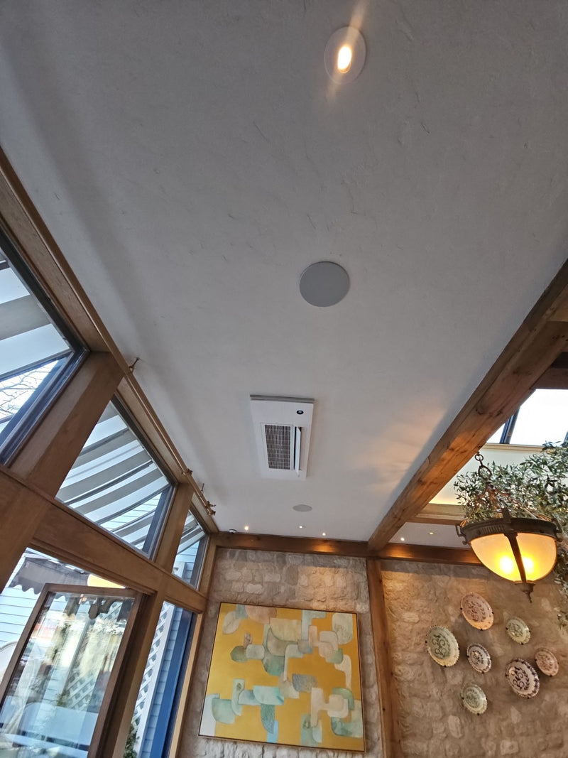 Ceiling speaker in the patio room