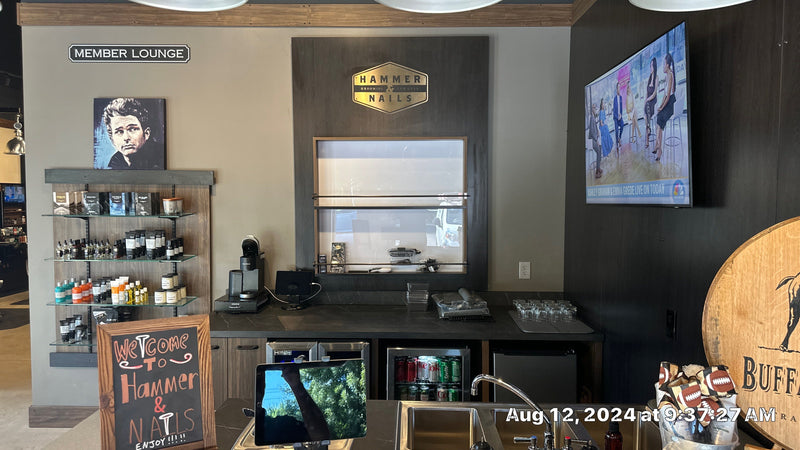 Front desk and retail wall