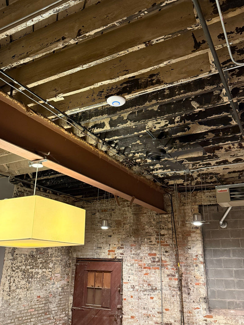 Industrial ceiling with lighting and cabling