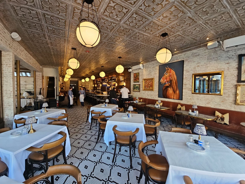 Dining room with artwork
